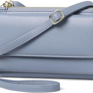 Women RFID Wallet Purse PU Leather Crossbody Clutch with 2 Straps